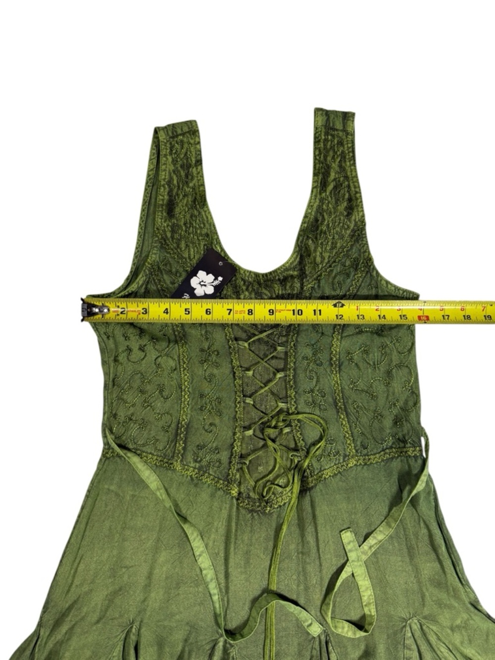 Flower Midi Dress Renaissance Festival Green Corset Lace Up Fairy Grunge O/S NWT - Picture 3 of 5